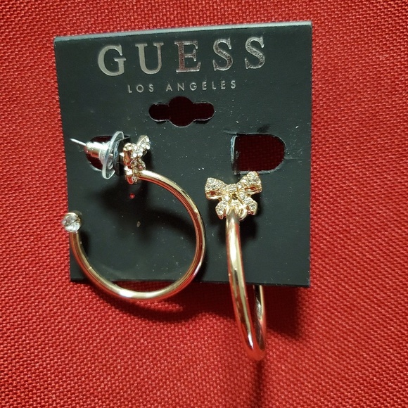 Guess Gold Ribbon Hoops - Picture 3 of 3